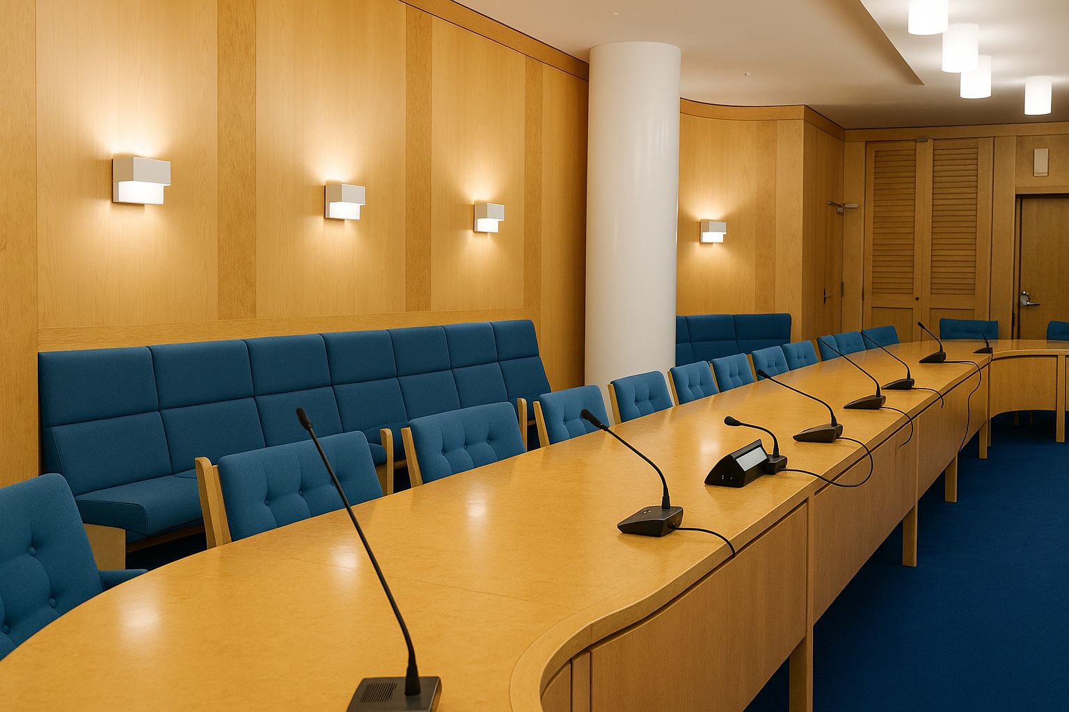 Modernt mötesrum med designmöbler och konst på Södermalm